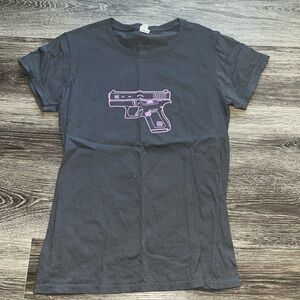 GLOCK GIRL Perfection Gray Tee PINK G42 PISTOL .380 Print Logo Women S Grey USA